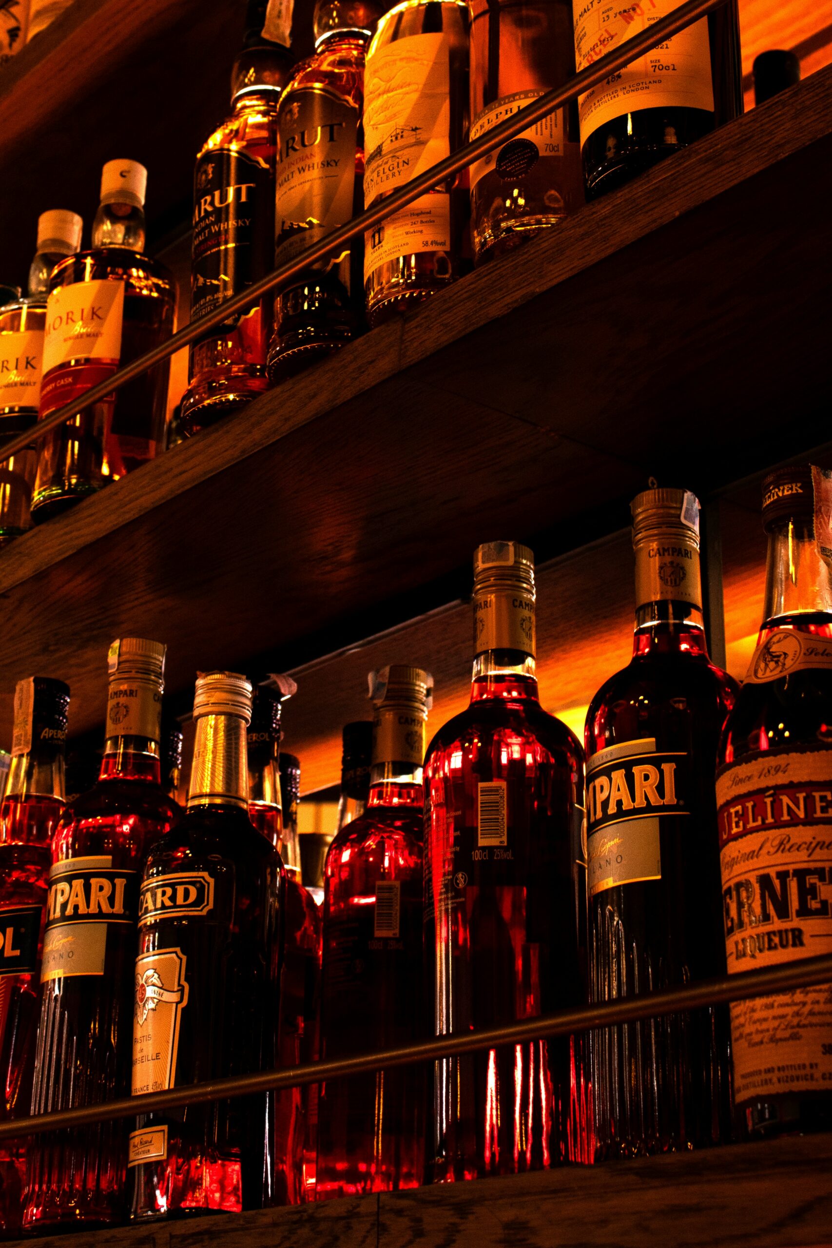 Bottles of liquor displayed on shelves representing spirits distribution and route-to-market discipline